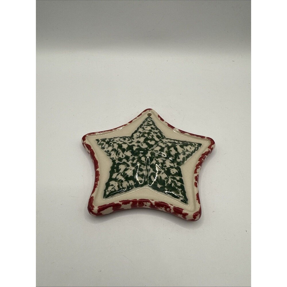 Gerald Henn Pottery Beautiful Handmade Country Cottage Ornament Star Red/Green